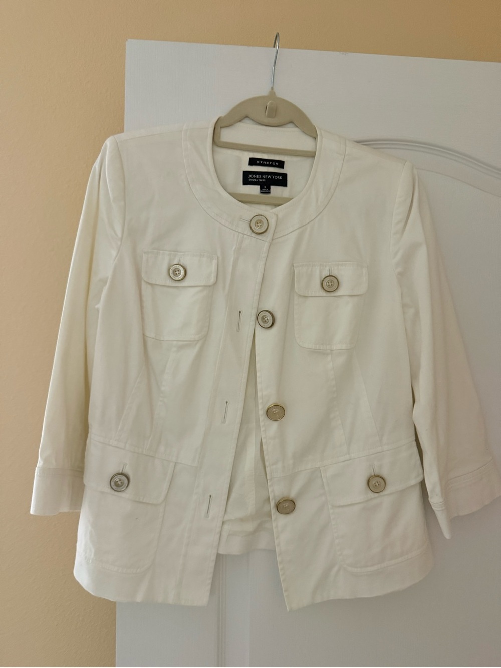 Jones New York Cream Round-Neck Button Jacket